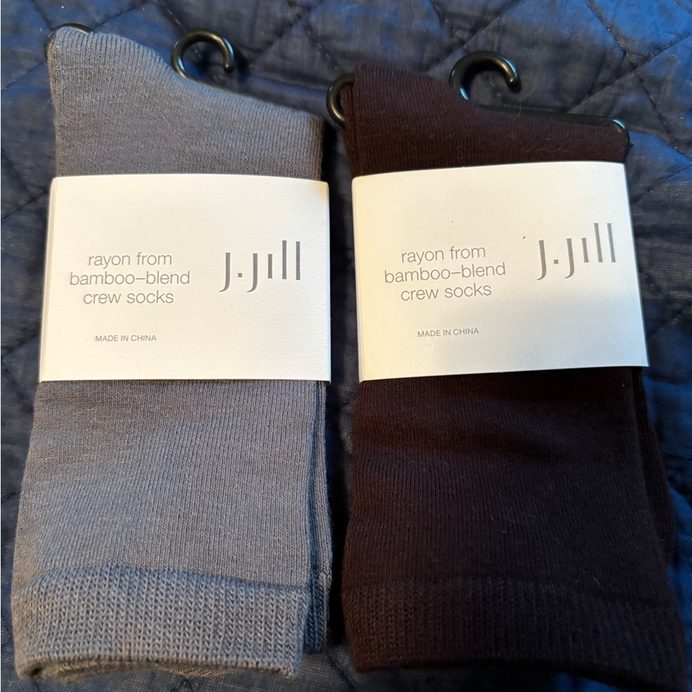 J. Jill Women's Rayon Bamboo-Blend Crew Socks - Gray and Brown